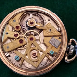 Rare Dudley Masonic Model 2 Display Case Pocket Watch w Masonic Symbol Dial Movement