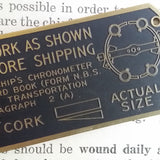 US Navy Marine Chronometer "Cork As Shown" Brass Plaque