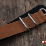 Brown Leather Military SS Strap 22mm and 24mm by LÜM-TEC