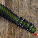 Black with Green Striped Military Strap by LÜM-TEC