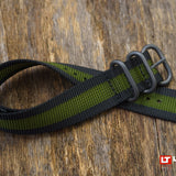 Black with Green Striped Military Strap by LÜM-TEC