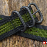 Black with Green Striped Military Strap by LÜM-TEC