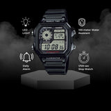 Casio AE1200WH Series | Men’s Digital Watch | 100M WR | Multi Alarms | 100 SEC Stopwatch | Countdown Timer | World Map for World Time | LED Light | LC Analog Display | 10 Year Battery