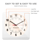 MARATHON Studio Edition Jumbo 12 Inch Analog Wall Clock with Auto Night-Light
