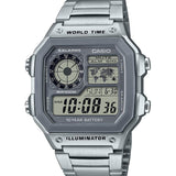 Casio AE1200WH Series | Men’s Digital Watch | 100M WR | Multi Alarms | 100 SEC Stopwatch | Countdown Timer | World Map for World Time | LED Light | LC Analog Display | 10 Year Battery