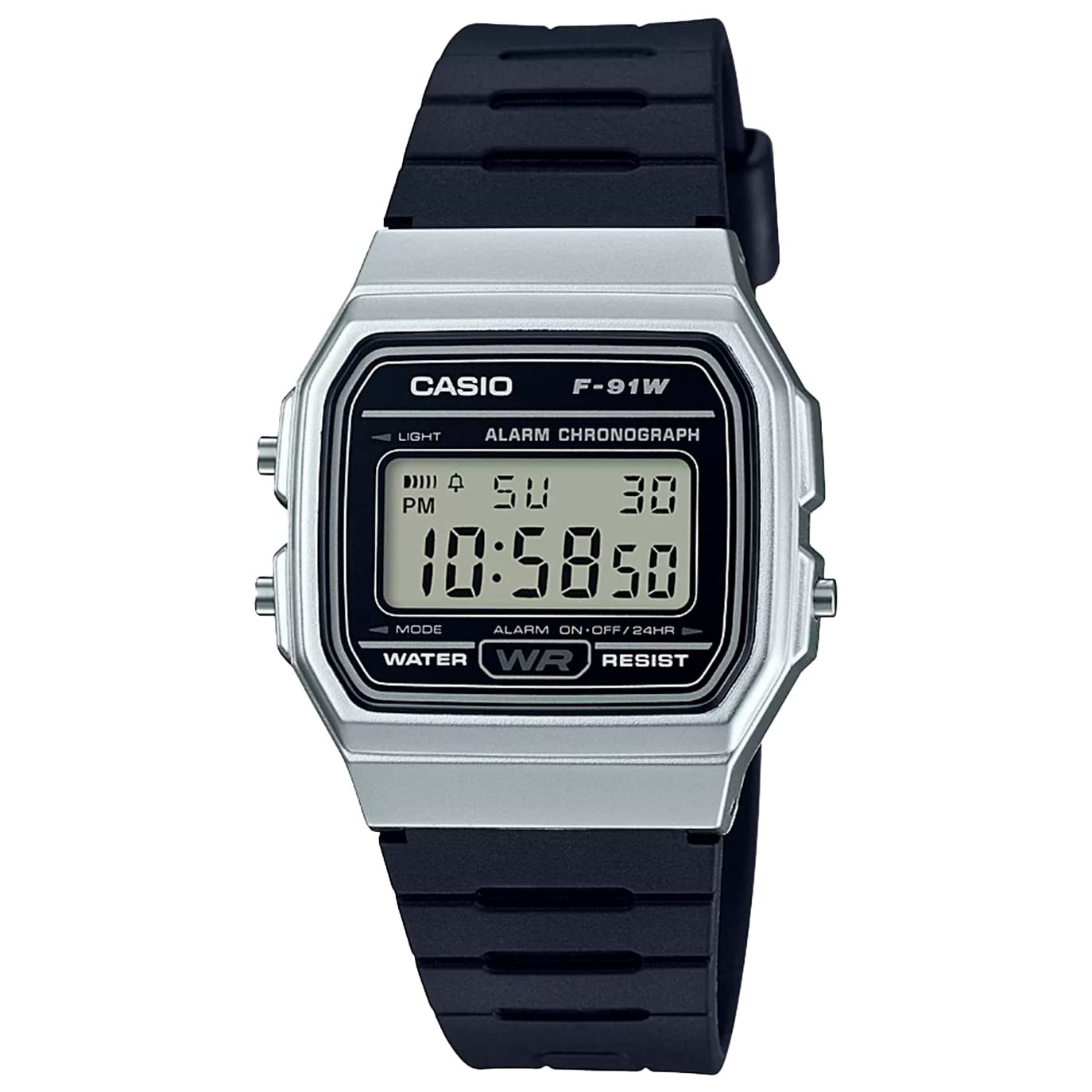 Casio F91W Series | Digital Watch | Water Resistant | LED Light | 1/100 SEC Stopwatch | Regular Time Keeping (HR, Min, SEC, PM, Date, Day) | Daily Alarm | Lightweight | 7 Year Battery
