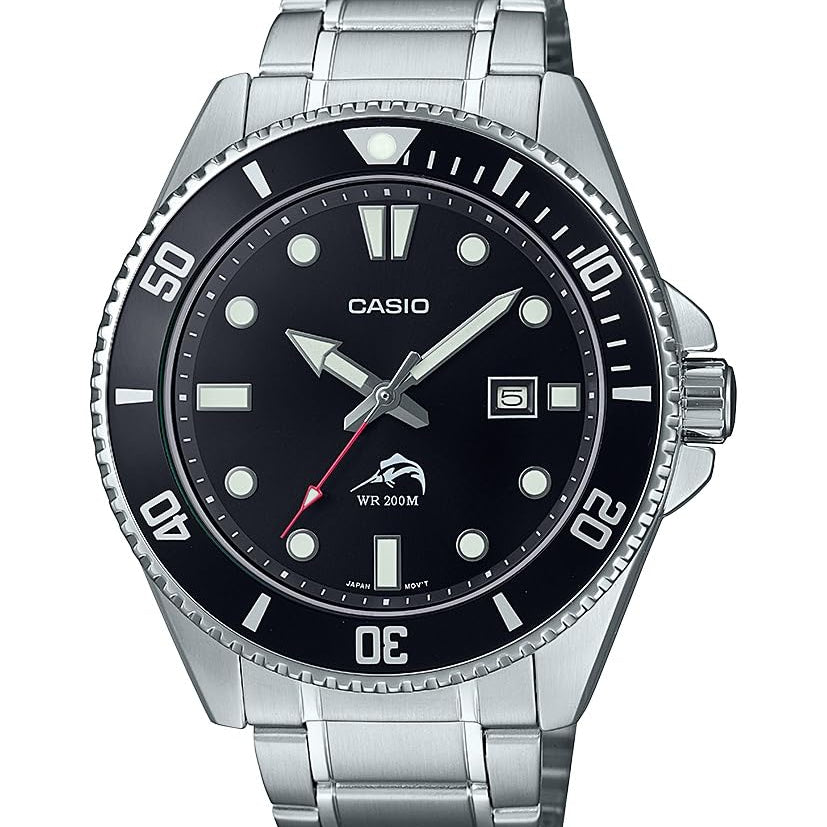 Casio MDV106 Series | 44mm Unisex Analog Watch | 200M WR | Stainless Steel Case | Resin Band | 2 Hand Analog (HR, Min, SEC) | Date Display | Screw Down Crown/Screw Down Caseback | 3 Year Battery