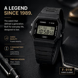 Casio F91W Series | Digital Watch | Water Resistant | LED Light | 1/100 SEC Stopwatch | Regular Time Keeping (HR, Min, SEC, PM, Date, Day) | Daily Alarm | Lightweight | 7 Year Battery