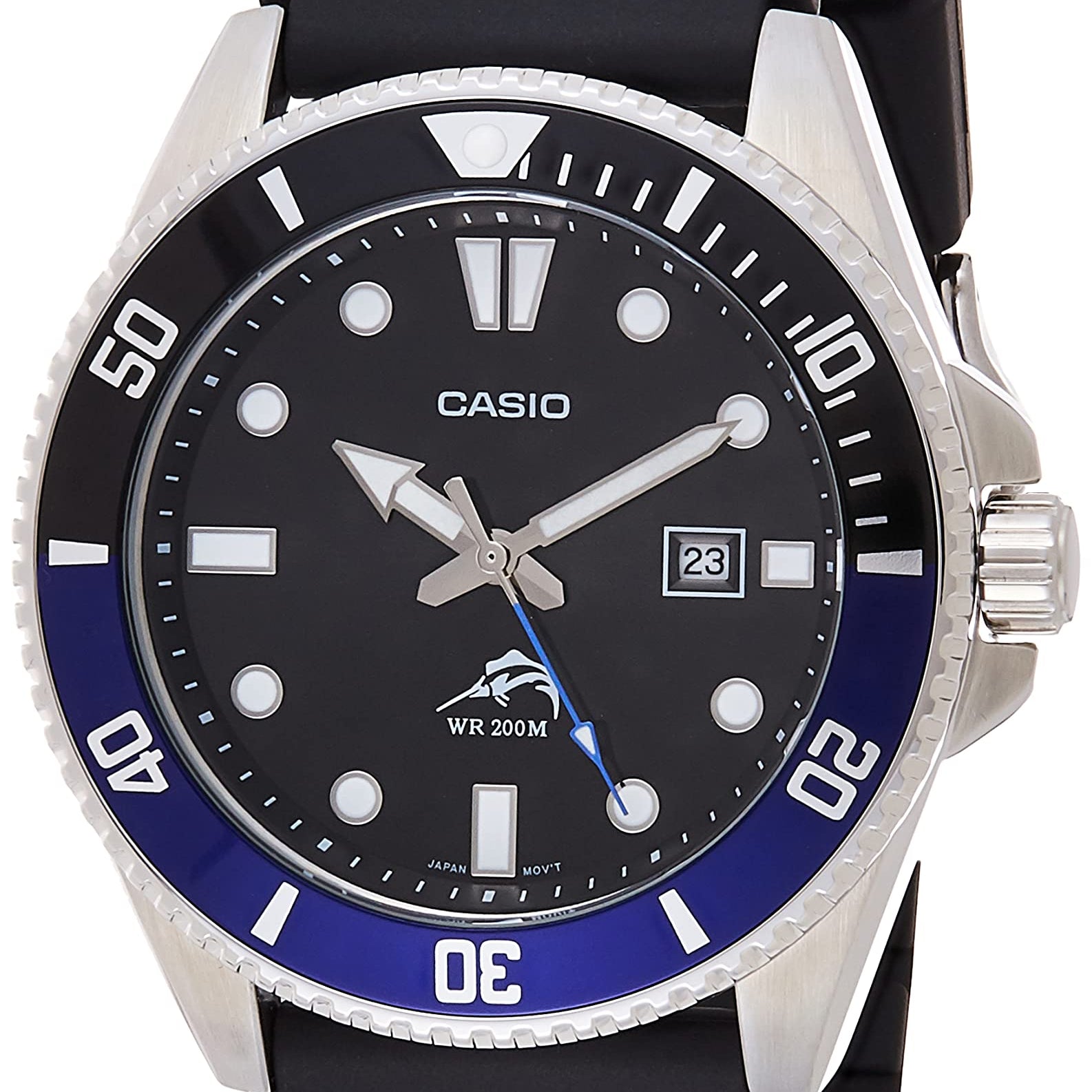 Casio MDV106 Series | 44mm Unisex Analog Watch | 200M WR | Stainless Steel Case | Resin Band | 2 Hand Analog (HR, Min, SEC) | Date Display | Screw Down Crown/Screw Down Caseback | 3 Year Battery