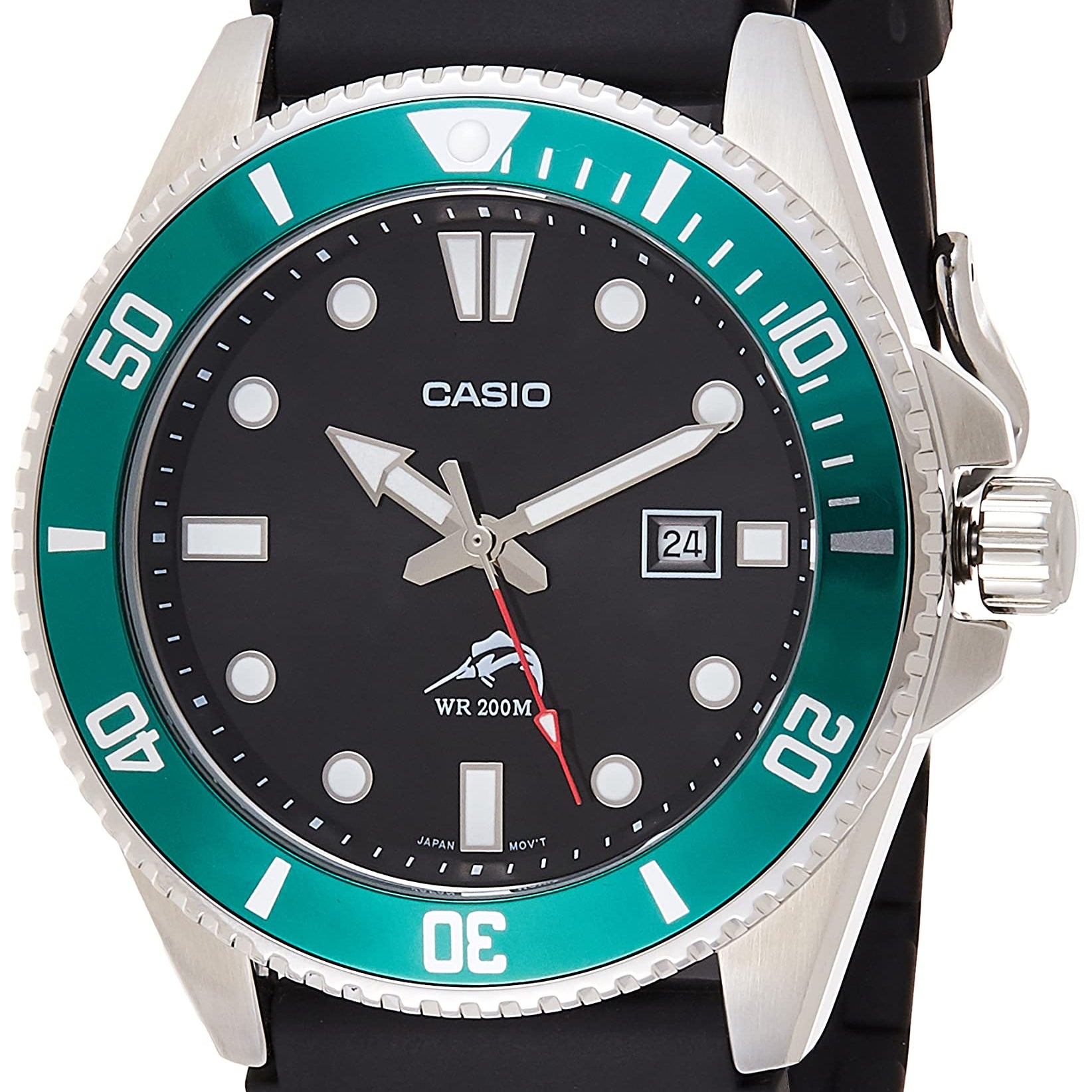Casio MDV106 Series | 44mm Unisex Analog Watch | 200M WR | Stainless Steel Case | Resin Band | 2 Hand Analog (HR, Min, SEC) | Date Display | Screw Down Crown/Screw Down Caseback | 3 Year Battery