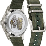 Bulova Men's Military 38mm Heritage Hack Veteran's Watchmaking Initiative Watch in Stainless Steel with 3-Hand Automatic, Green NATO Strap Style: 96A259