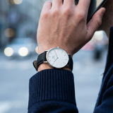 Black Leather Quick Release Watch Band by Barton