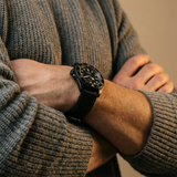 Black Leather Quick Release Watch Band by Barton