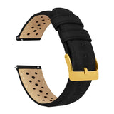 Black Racing Horween Leather Watch Band by Barton