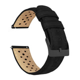 Black Racing Horween Leather Watch Band by Barton