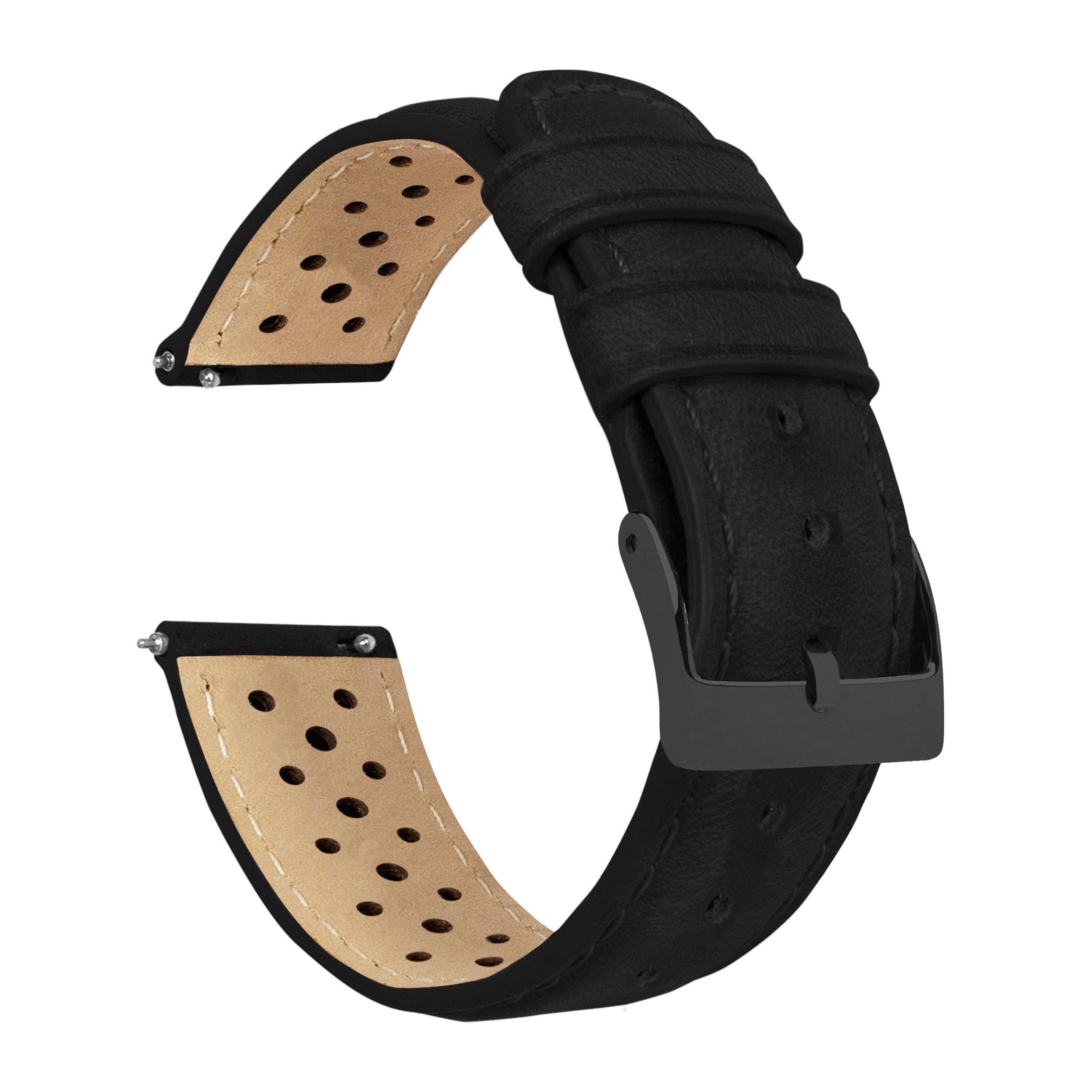 Black Racing Horween Leather Watch Band by Barton