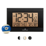 MARATHON CL030052BK Atomic Digital Wall Clock With Auto-Night Light, Temperature & Humidity - Batteries Included