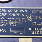 US Navy Marine Chronometer "Cork As Shown" Brass Plaque