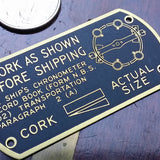 US Navy Marine Chronometer "Cork As Shown" Brass Plaque