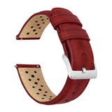 Crimson Red Racing Horween Leather Watch Band by Barton