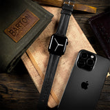 Apple Watch Black Classic Horween  Leather Watch Band by Barton