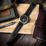 Black Classic Horween Leather Watch Band by Barton