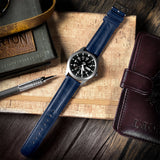 Navy Blue Classic Horween Leather Watch Band by Barton