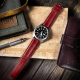 Crimson Red Classic Horween Leather Watch Band by Barton