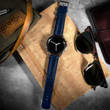 Navy Blue Classic Horween Leather Watch Band by Barton