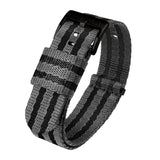 Grey With Black Stripes Elite Nylon NATO® style Watch Band