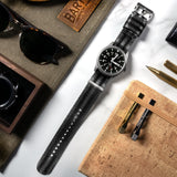 Grey With Black Stripes Elite Nylon NATO® style Watch Band