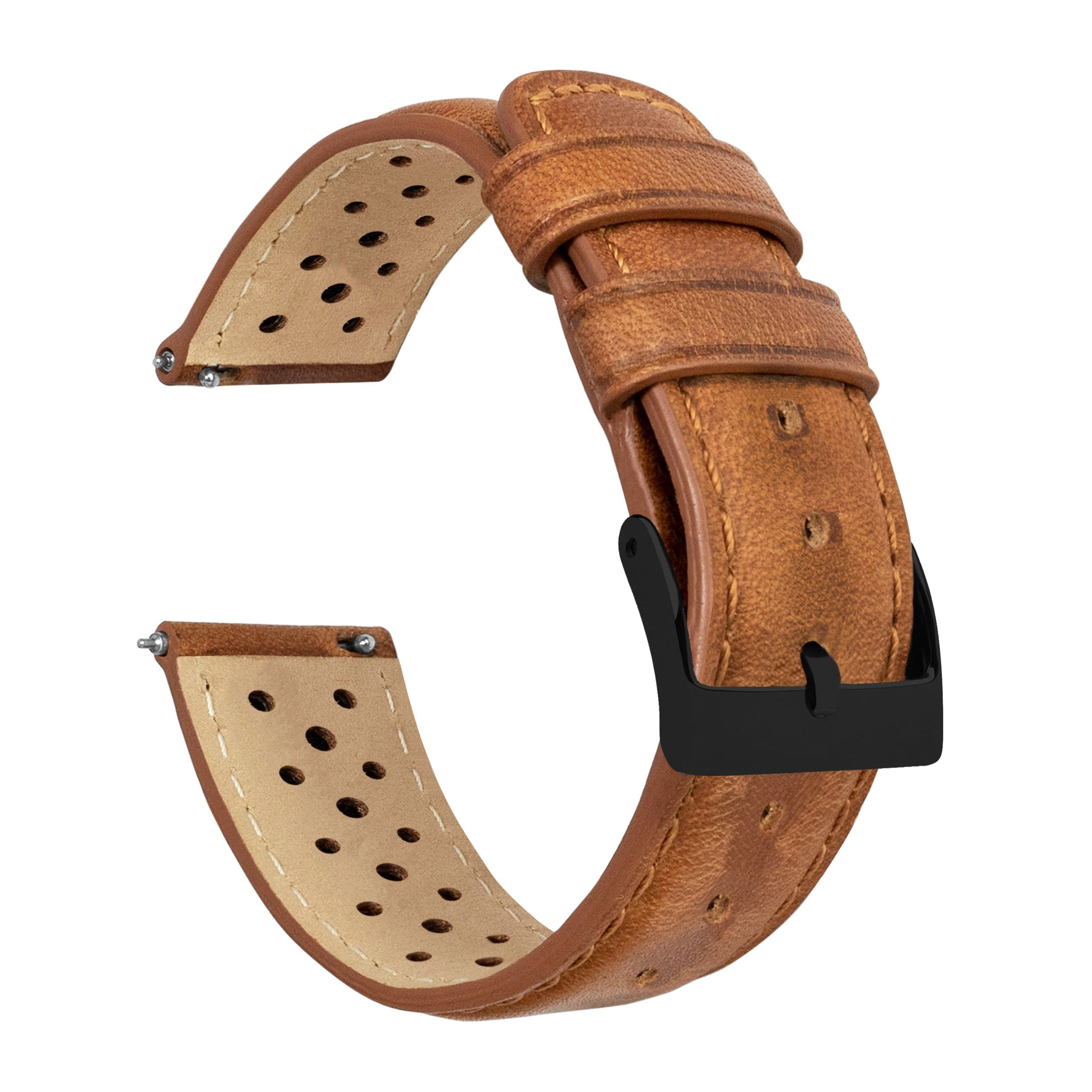 Caramel Brown Racing Horween Leather Watch Band by Barton