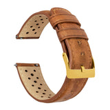 Caramel Brown Racing Horween Leather Watch Band by Barton
