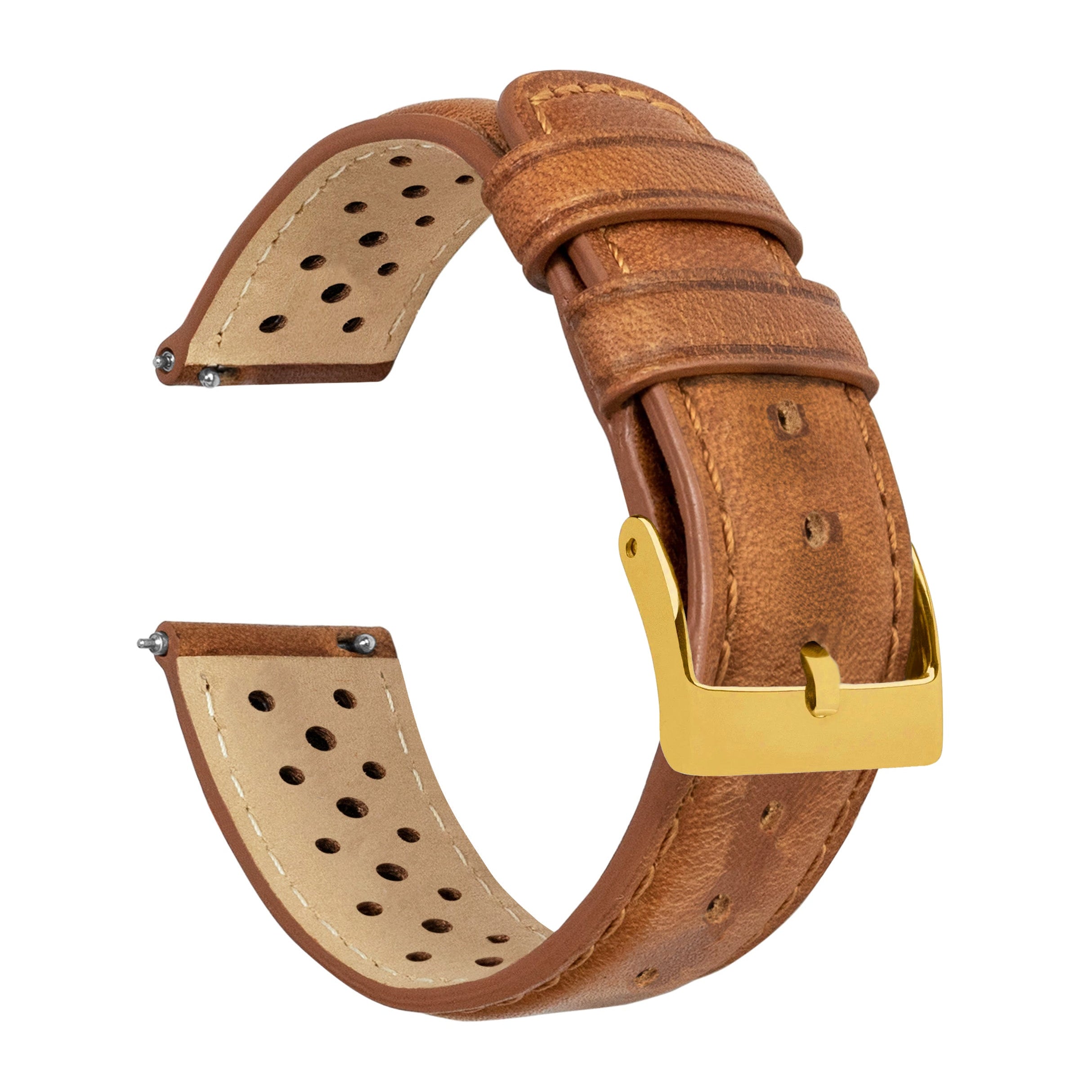 Caramel Brown Racing Horween Leather Watch Band by Barton