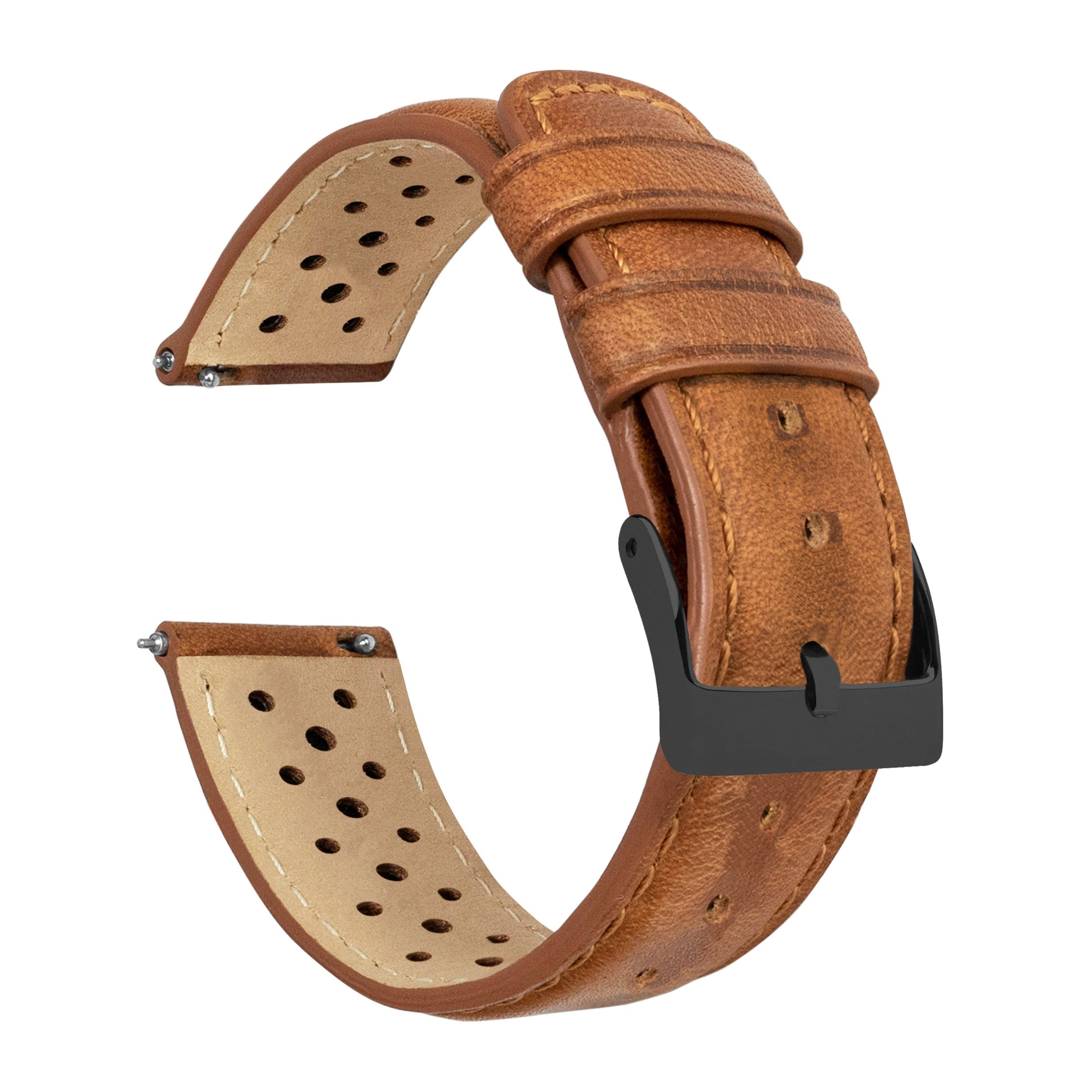 Caramel Brown Racing Horween Leather Watch Band by Barton