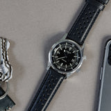 Black Racing Horween Leather Watch Band by Barton