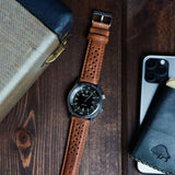 Caramel Brown Racing Horween Leather Watch Band by Barton