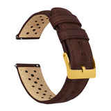 Chocolate Brown Racing Horween Leather Watch Band by Barton