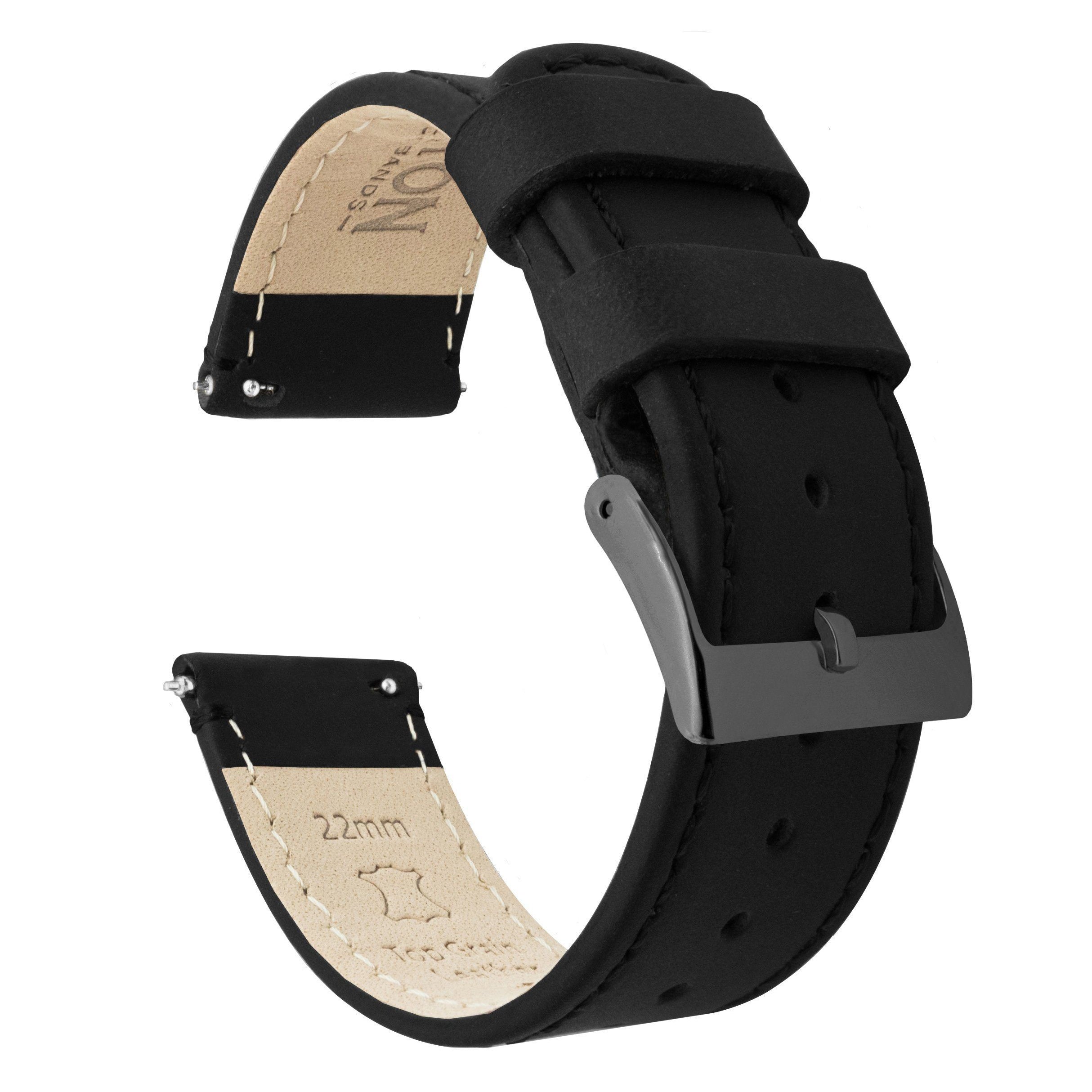 Black Leather Quick Release Watch Band by Barton