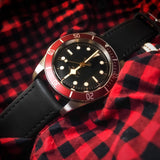 Black Leather Quick Release Watch Band by Barton
