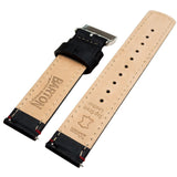 Black Leather Crimson Red Stitching Watch Band