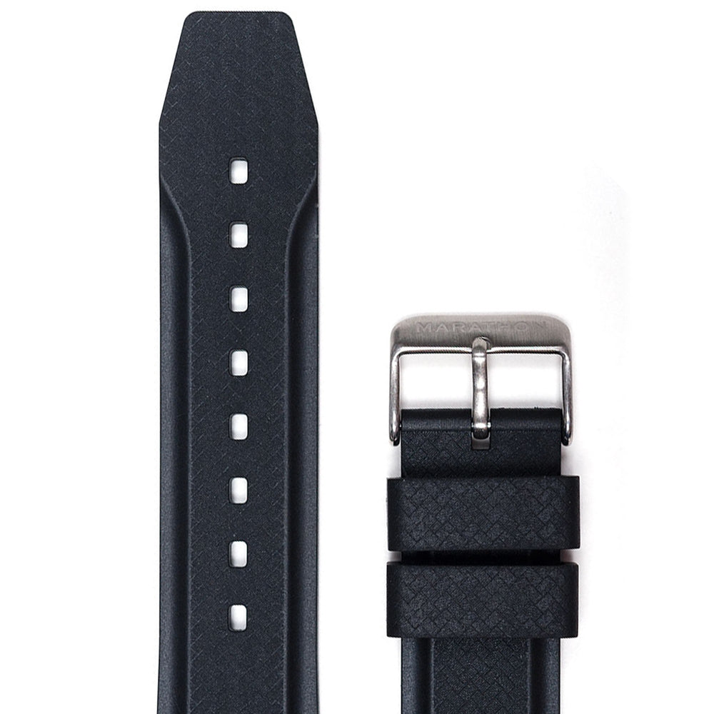 MARATHON TEXTURED VULCANIZED RUBBER WATCH STRAP 2-PC: 22MM in 2 COLORS