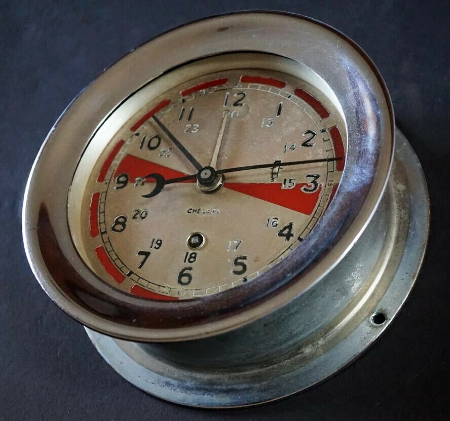 WW2 Era CHELSEA Radio Room Chrome Ships Deck Clock ~ exc / running ⋆ Windy  City Watch Collector